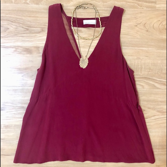 Matison Stone Deep Red Silk Blouse - Picture 1 of 3